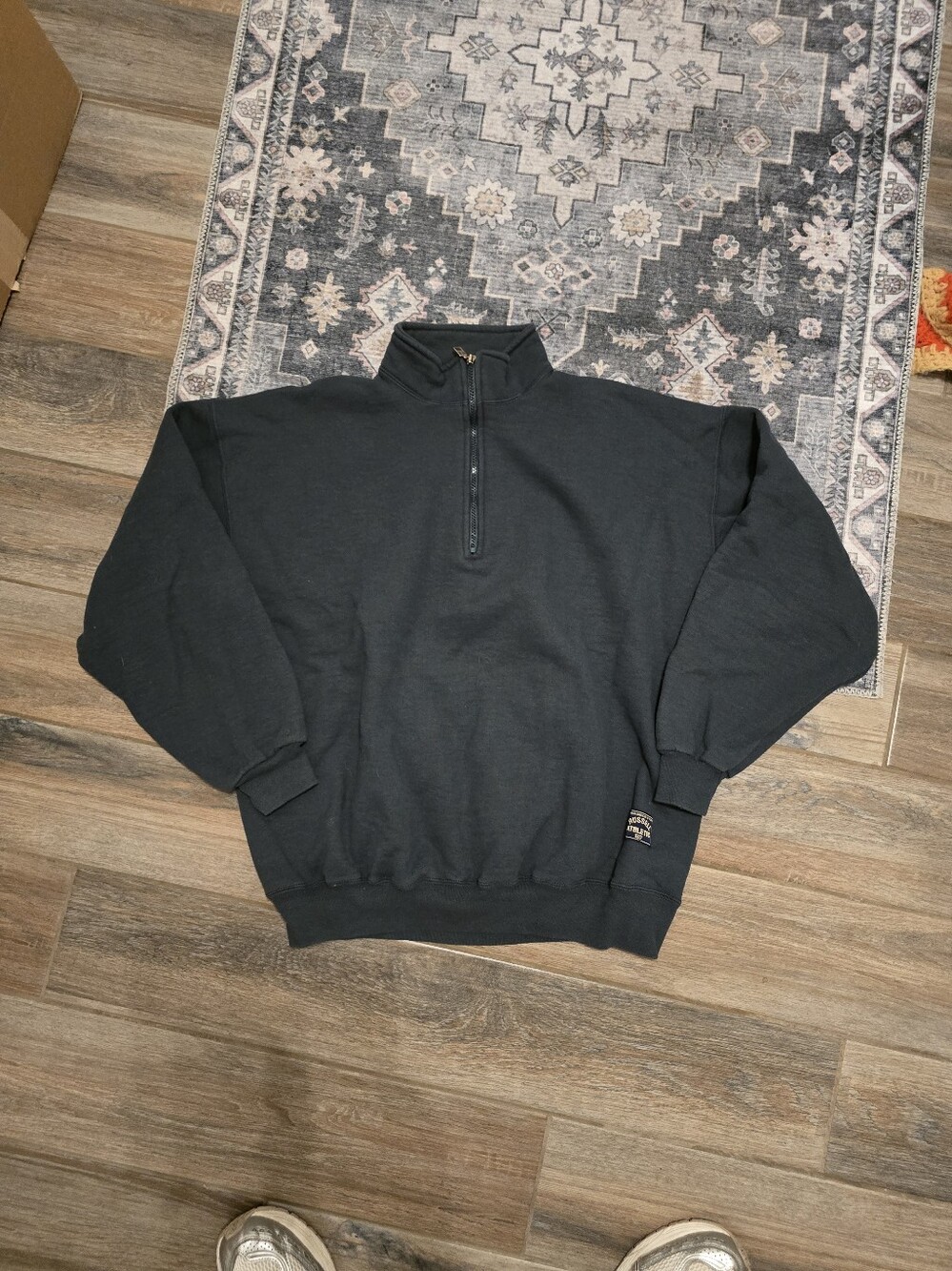 Vintage 90s Russell Athletic Green Made In USA Quarter Zip Pullover Sweatshirt
